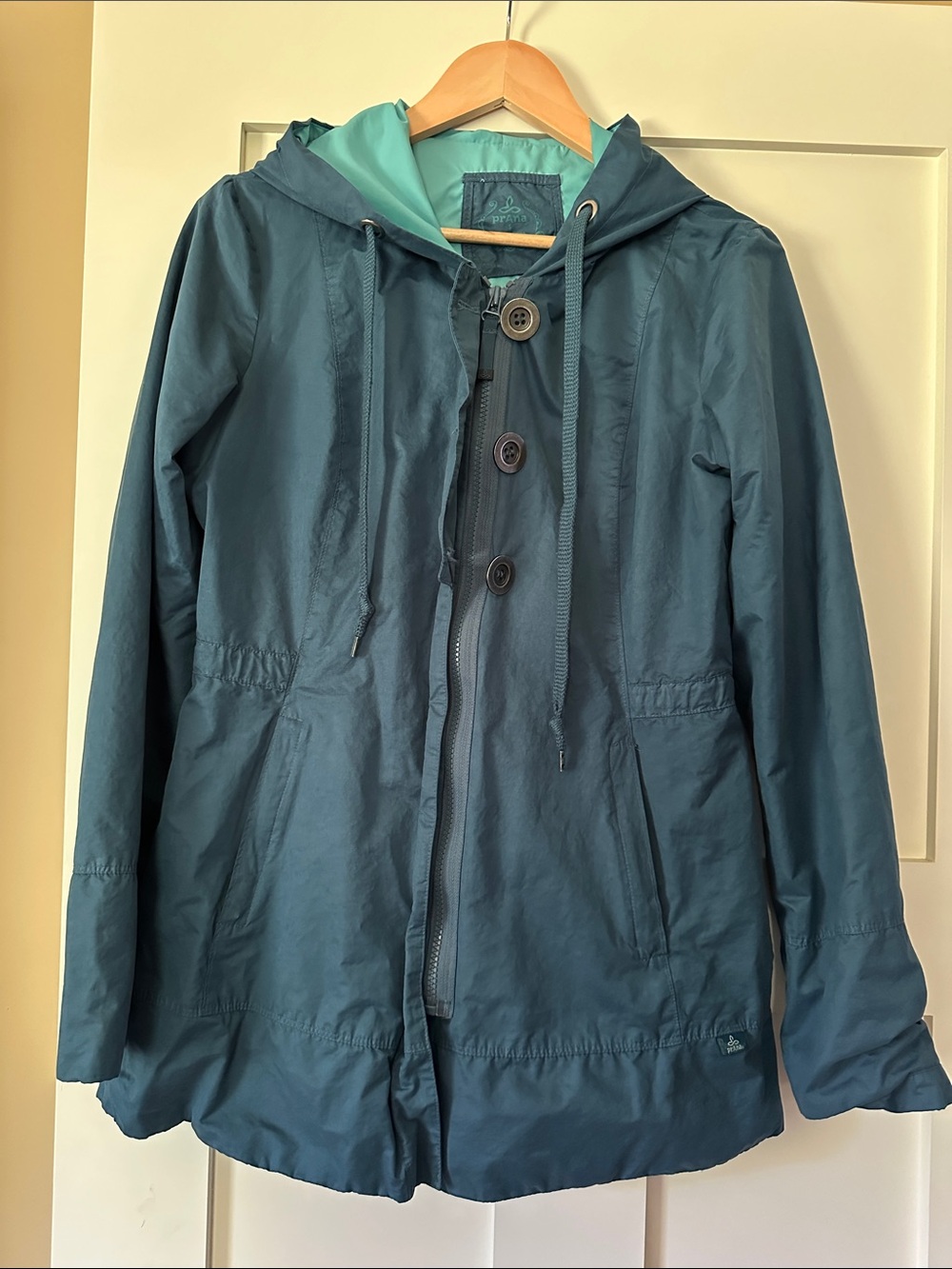 Prana Teal Hooded jacket with Mint Lining
